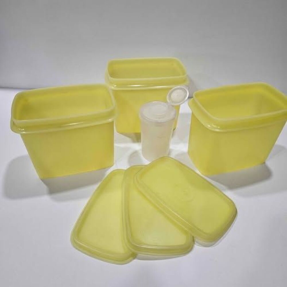 Vintage Tupperware Yellow Food Storage Container Set